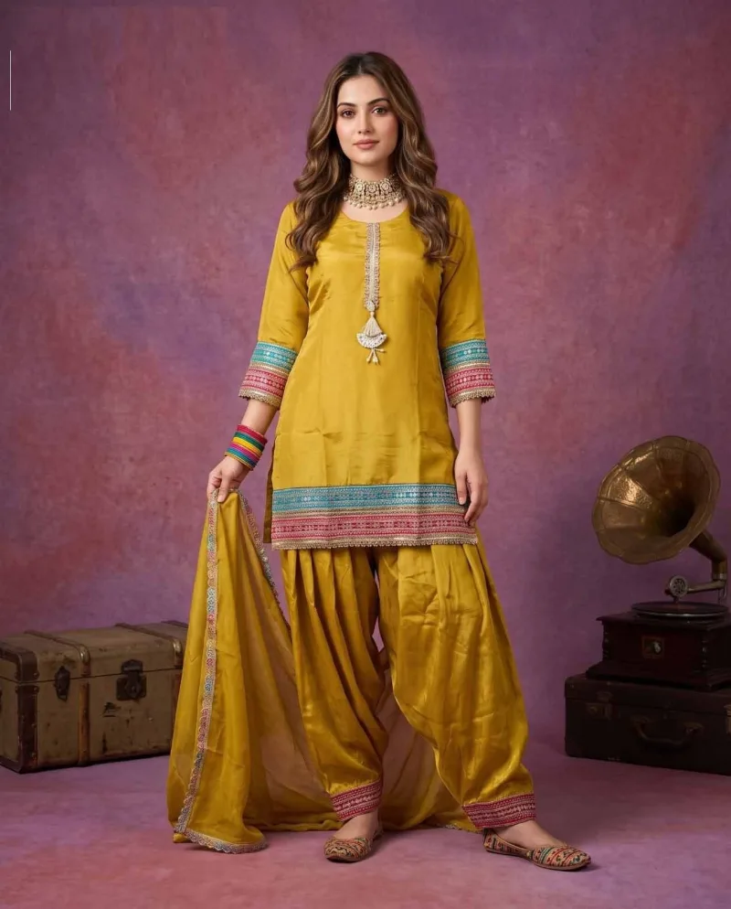 K 1328 By Naisha Roman Glass Gota Patti Farshi Salwar Kameez